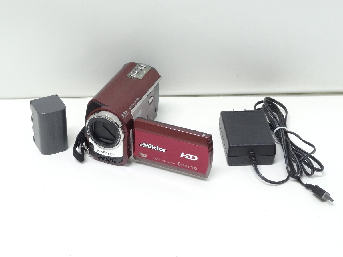 レ■/Zこ0745　JVC Everio HDD ビデオカメラ GZ-MG330-R 撮影OK バッテリー、ACアダプター付 / 保証無