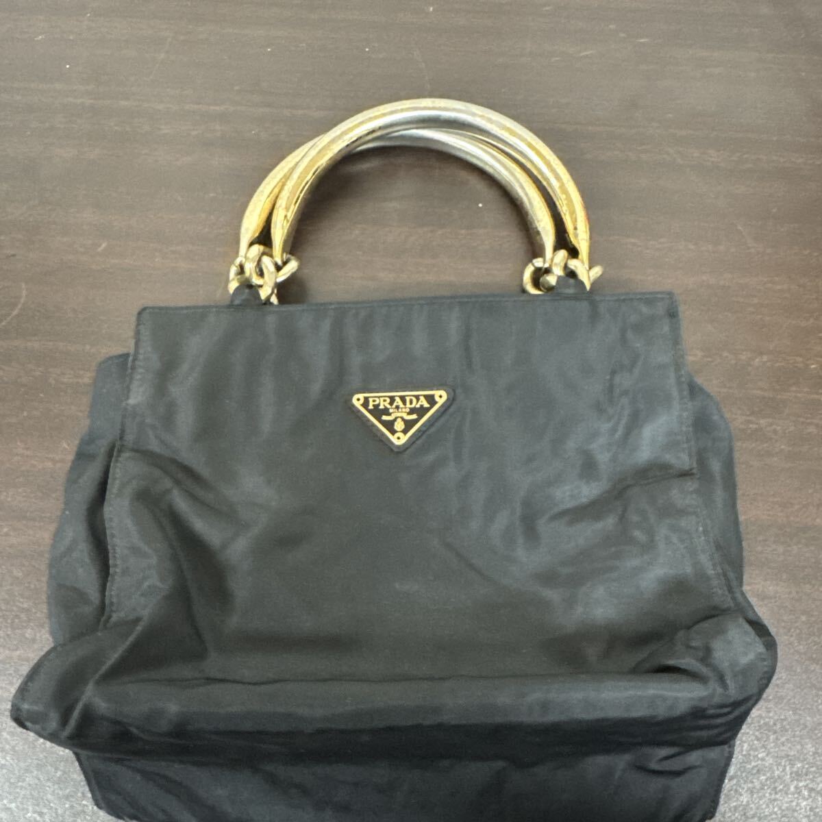 ka513 PRADA プラダ ブラック ナイロン ハンドバッグ 三角ロゴ トートバッグ