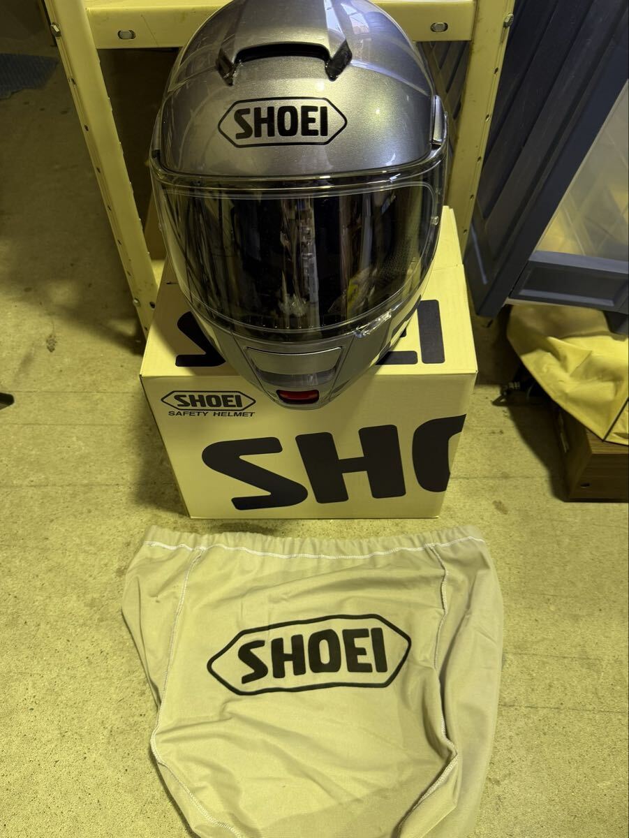 KA494 SHOEI NEOTEC ヘルメット 布袋ありインナーサンバイザー付　サイズM グレー