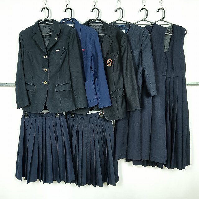 ブレザー イートン スカート ジャンパースカート 無地 紺 1円 中古 制服 学生服 セット 詰合わせ 39CS-571 DF