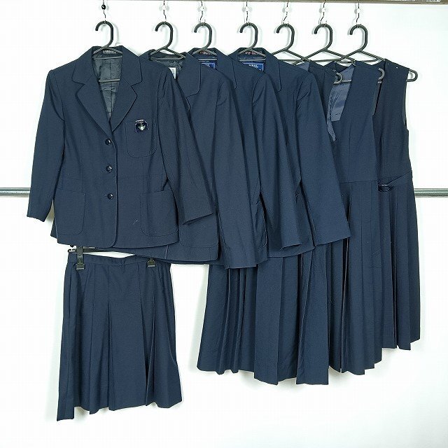 ブレザー スカート ジャンパースカート 無地 紺 1円 中古 制服 学生服 セット 詰合わせ 39CS-495 DF