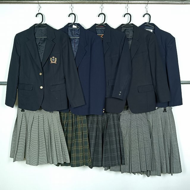 ブレザー スカート チェック 1円 中古 制服 学生服 セット 詰合わせ 39CS-579 DF