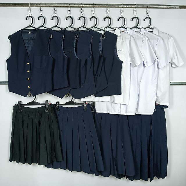 ベスト ブラウス スカート 1円 中古 制服 学生服 セット 詰合わせ 39CS-549 DF