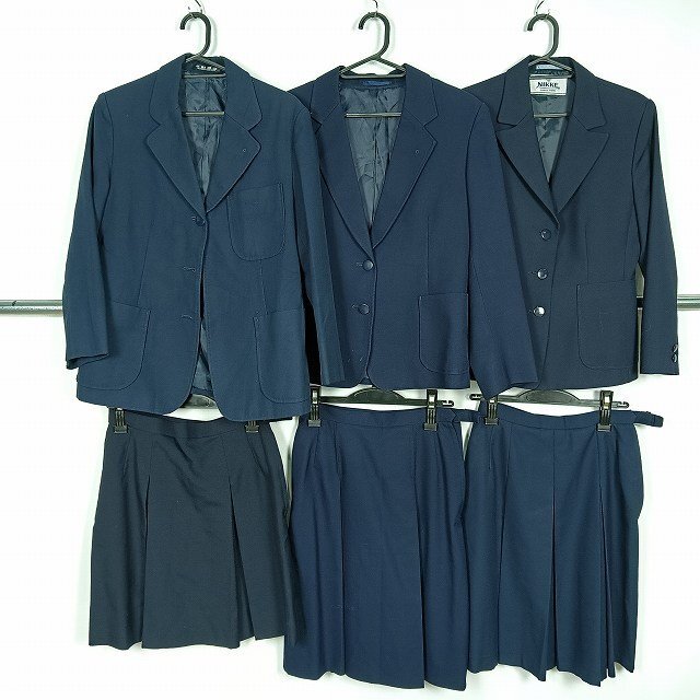 ブレザー スカート 無地 紺 1円 中古 制服 学生服 セット 詰合わせ 39CS-488 DF