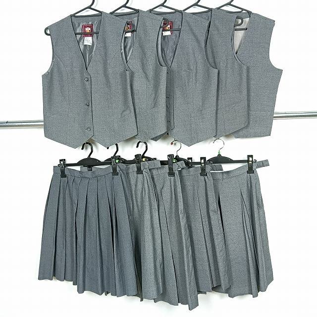 ベスト スカート 無地 グレー 1円 中古 制服 学生服 セット 詰合わせ 39CS-604 DF