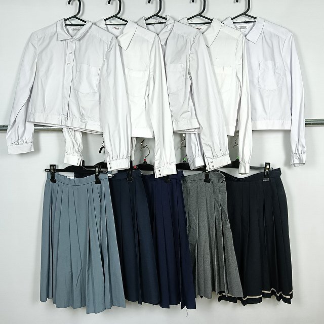 ブラウス スカート 吊りスカート 1円 中古 制服 学生服 森英恵 セット 詰合わせ 39CS-609 DF