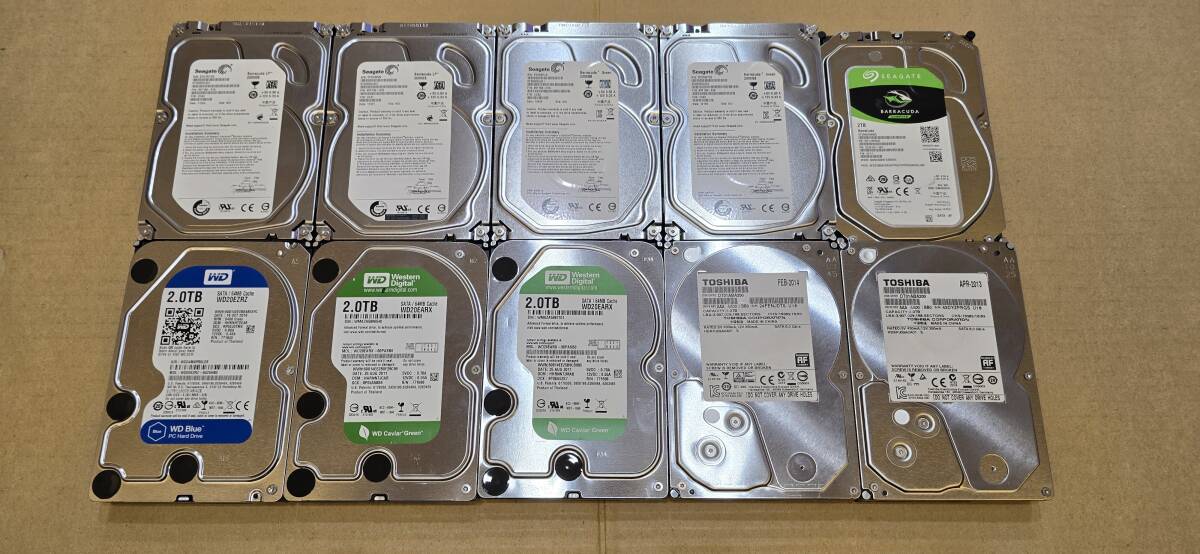 3.5インチ HDD 2TB 10台 まとめて Seagate Western Digital TOSHIBA 正常判定 