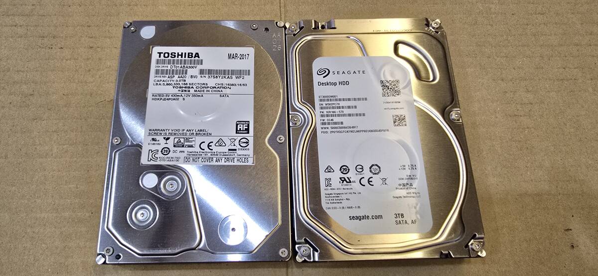3.5インチ HDD ３TB ２台セット TOSHIBA Seagate 正常判定 使用時間少なめ