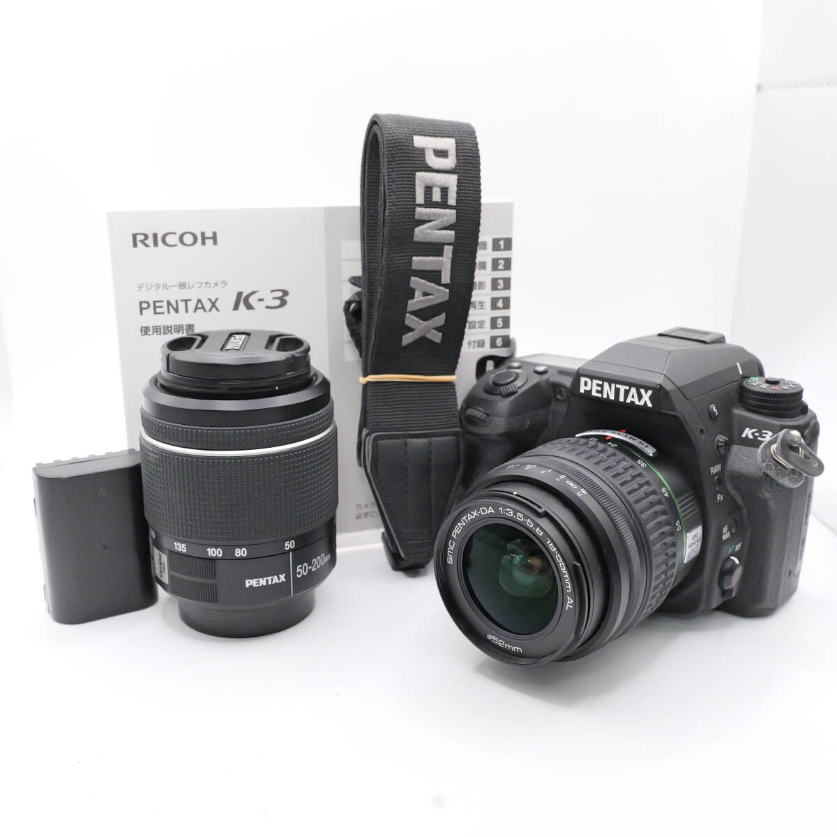 【かめら屋】良品 PENTAX ペンタックス K-3 PENTAX-DA 18-55mm 50-200mm ダブルズームレンズセット デジタル一眼レフ バッテリー 説明書付 