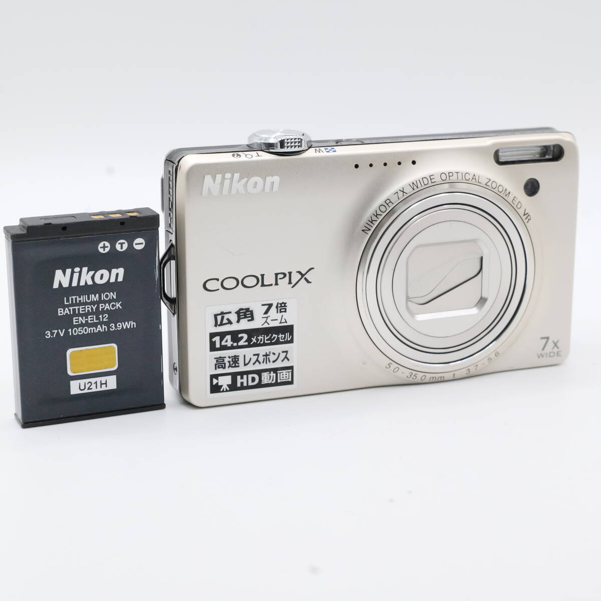 【かめら屋】外観美品 Nikon ニコン COOLPIX S6000 シルバーカラーコンパクトデジタルカメラ デジカメ 動作品 y068