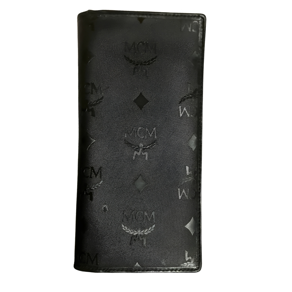 【1円スタート】エムシーエム MCM（Mode Creation Munich）メンズ 二つ折り長財布 ロングウォレット 札入れ カード入れ 名刺入れ ブラック