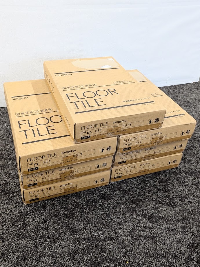 L-2【未使用/7箱まとめ売り】サンゲツ フロアタイル ET-817 リフォルタ オンダガタライト 合計約22.7㎡ IK0803-2xx53