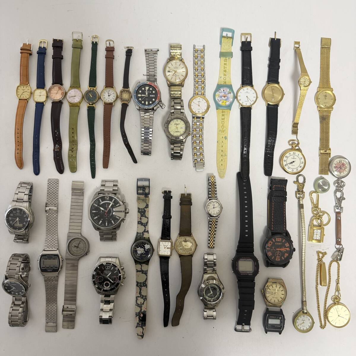 腕時計 懐中時計 時計 37点 重量約1677g まとめ SEIKO セイコー CITIZEN シチズン CASIO カシオ その他 動作未確認 ジャンク FT1563