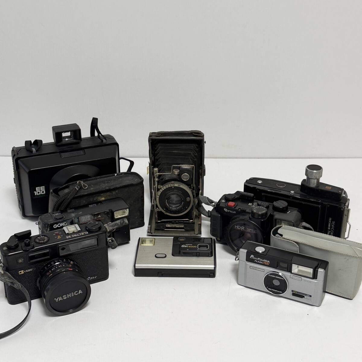 カメラ 8点 まとめ 蛇腹カメラ フィルムカメラ コンパクトカメラ YASHICA GOKC KODAK FUJI FUJICA 等 FT1584
