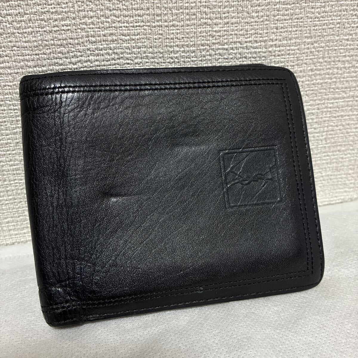 YVES SAINT LAULENT YSL イブサンローラン 折り財布 二つ折り財布 レザー ブラック 刻印あり
