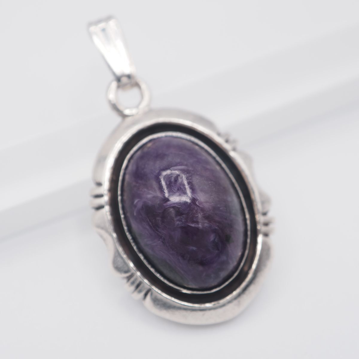 C732 ナバホ チャロアイト STERLING 925刻印 ペンダント トップ デザイン シルバー チャーム ヘッド ヴィンテージ インディアンジュエリー