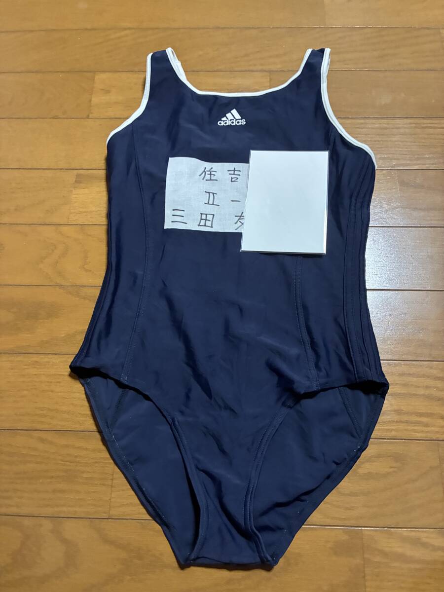 (AD-24) adidas (アディダス) 女児 紺色 競泳水着 (L) サイズ 170センチ