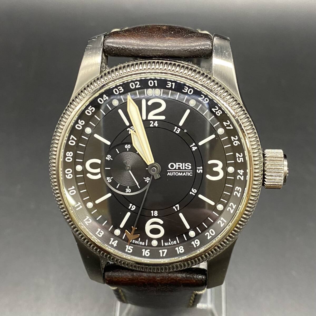 A0402 ORIS オリス スイスハンターチーム リミテッドエディション 7635-42 BIG CROWN 自動巻き スケルトン 腕時計 不動品