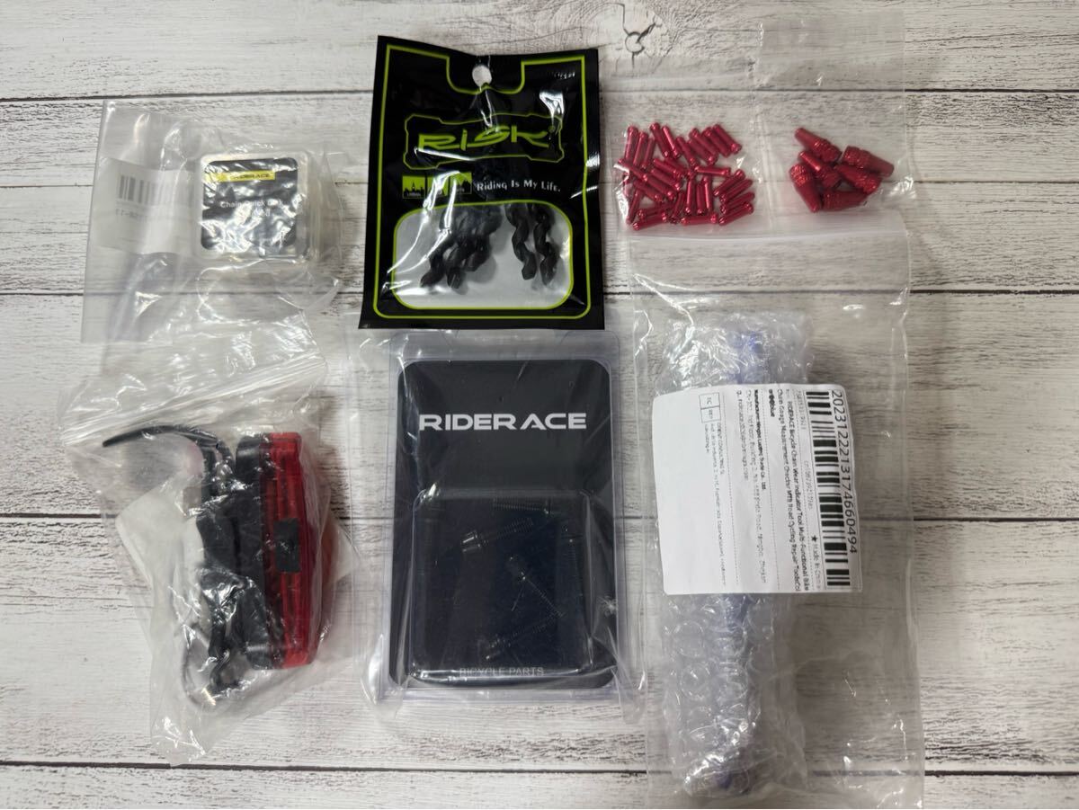 自転車用パーツ まとめ売り RIDERACE クイックリンク チェーンチェッカー ねじ(m5 18mm) バルブキャップ ケーブルエンドキャップ 7点セット