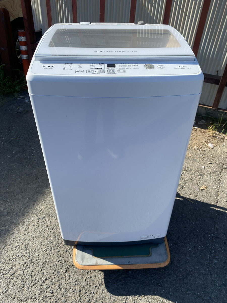 【４９－５４】直接引き取り大歓迎！AQUA アクア 7.0kg 全自動洗濯機 AQW-V7M(W) 2021年製 家電製品 ホワイト 中古品