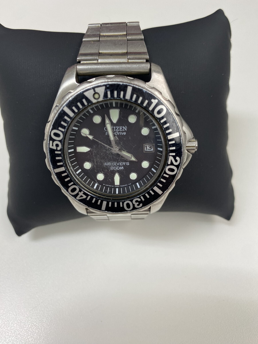 【６２３】CITIZEN シチズン E168-T005446 ソーラー Eco-Drive エコドライブ メンズ 3針 デイト ブラック文字盤 中古品