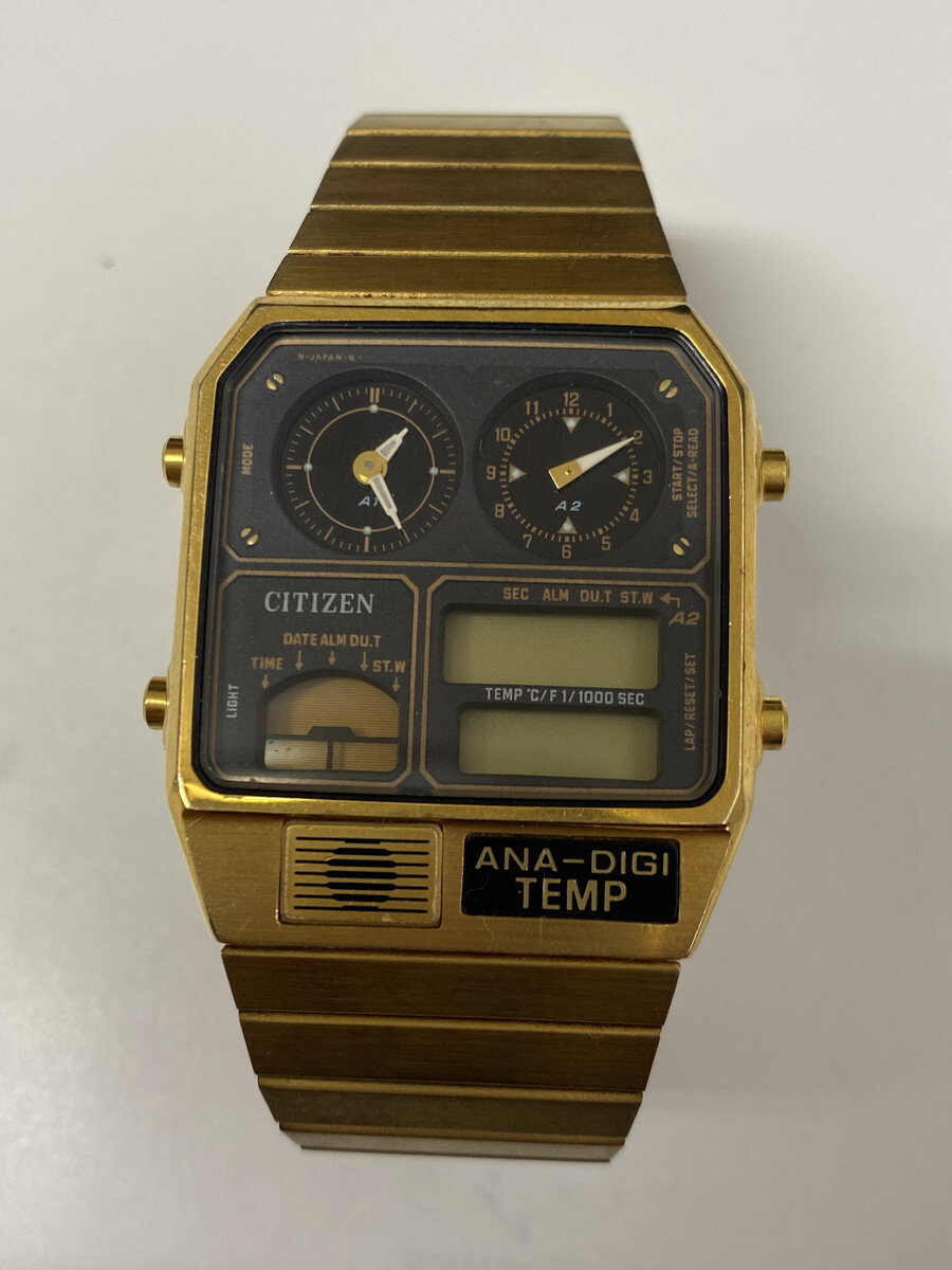 【６２７】CITIZEN シチズン 8988-Q01971 アナデジ ヴィンテージウォッチ デザイン 腕時計 ANA-DIGI TEMP 中古品