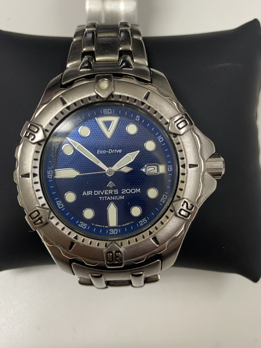 【６３０】CITIZEN シチズン 腕時計　AIR DIVERS 200M Eco-Drive ネイビー文字盤 ソーラー B872-H26035 中古品