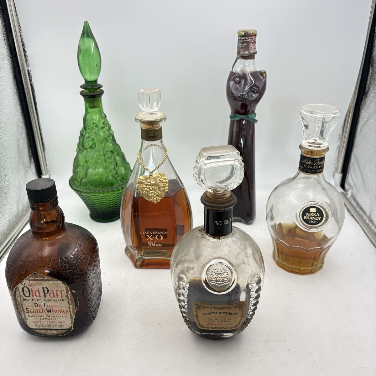 01 2【まとめ売り】洋酒 デザインボトル 6本セット ニッカ / サントリー / オールドパー ブランデー など