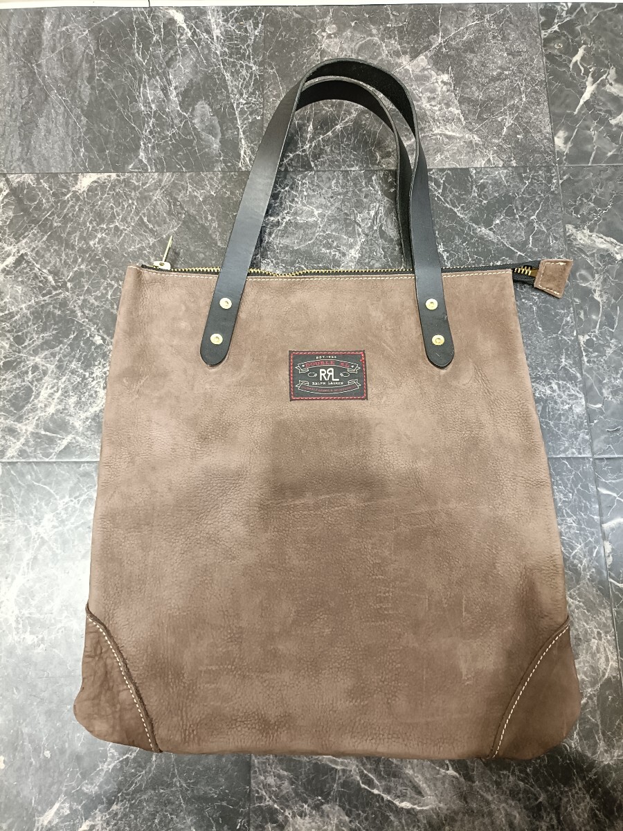 RRL ダブルアールエル トートバッグ USA スウェード レザー ラルフローレン Ralph Lauren DOUBLE RL ヴィンテージ ブラウン 中古