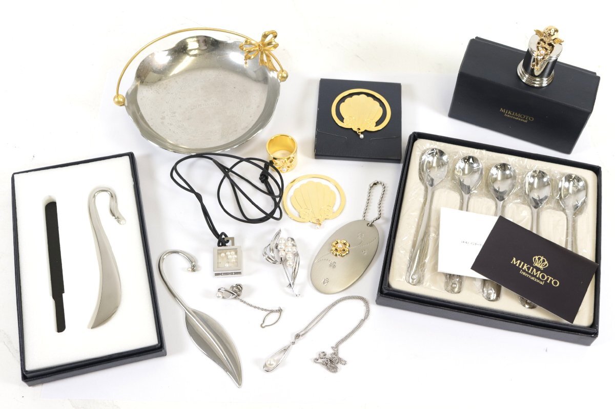 【13点】MIKIMOTO ミキモト ネックレス ブックマーカー ブローチ 等 パール ゴールドカラー シルバーカラー アクセサリー まとめ 2867-SK