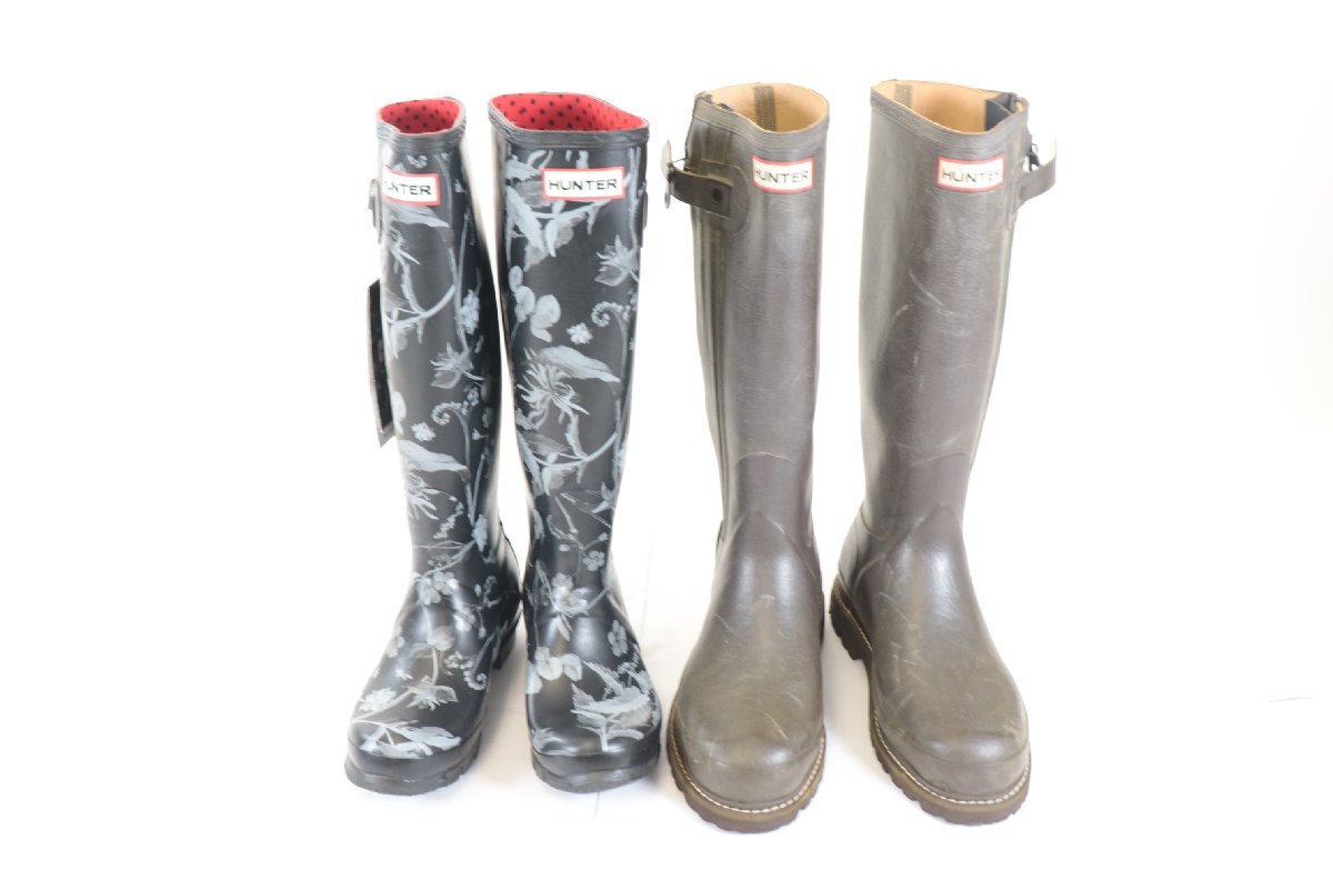 【2点】HUNTER ハンター 靴 長靴 ブーツ レイン シューズ サイズ US7 4M 5F メンズ レディース 雨具 ファッション 小物 まとめ 2659-NN
