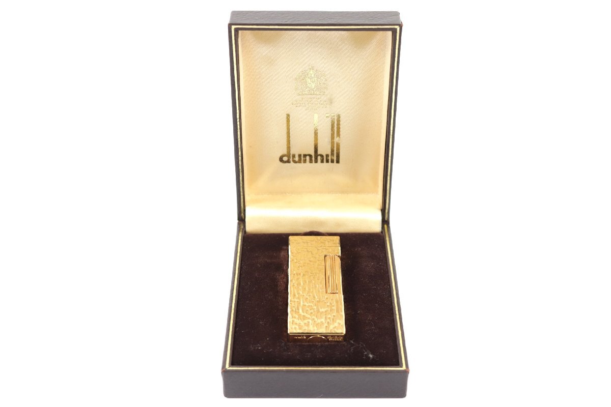 【ジャンク】dunhill ダンヒル ライター ガスライター ゴールドカラー 喫煙具 喫煙グッズ ケース付き 2849-SS