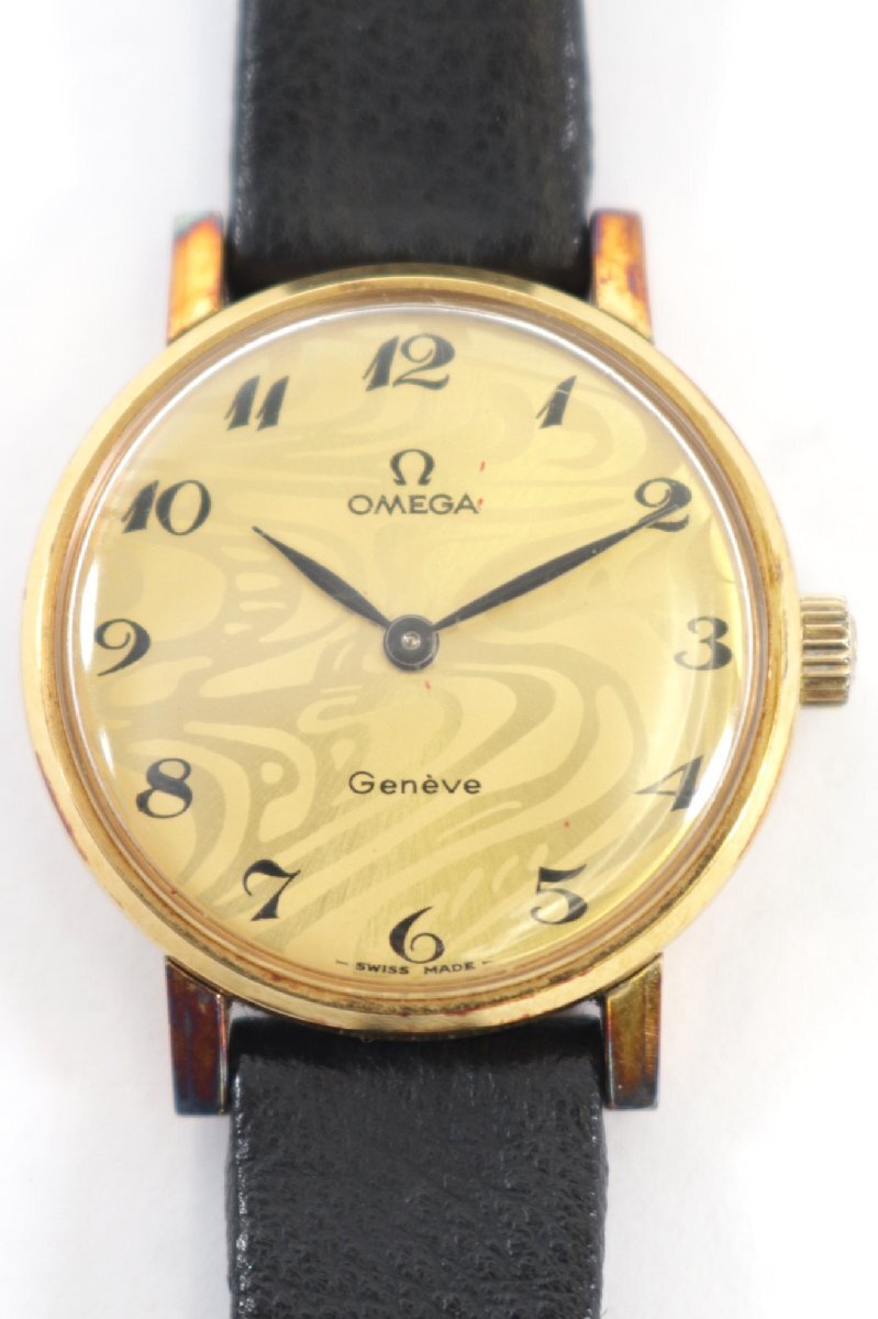 【ジャンク品】 OMEGA オメガ GENEVE ジュネーブ 手巻き レディース 腕時計 ゴールド文字盤 ヴィンテージ アンティーク 2655-SS