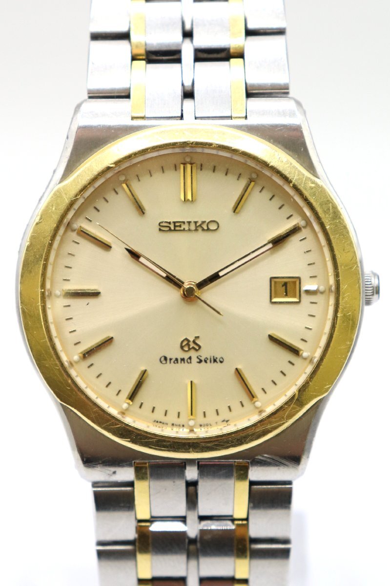 SEIKO セイコー GS GRANDSEIKO グランドセイコー 8N65-9000 クォーツ メンズ 腕時計 デイト ゴールド文字盤 ラウンド 2731-YO