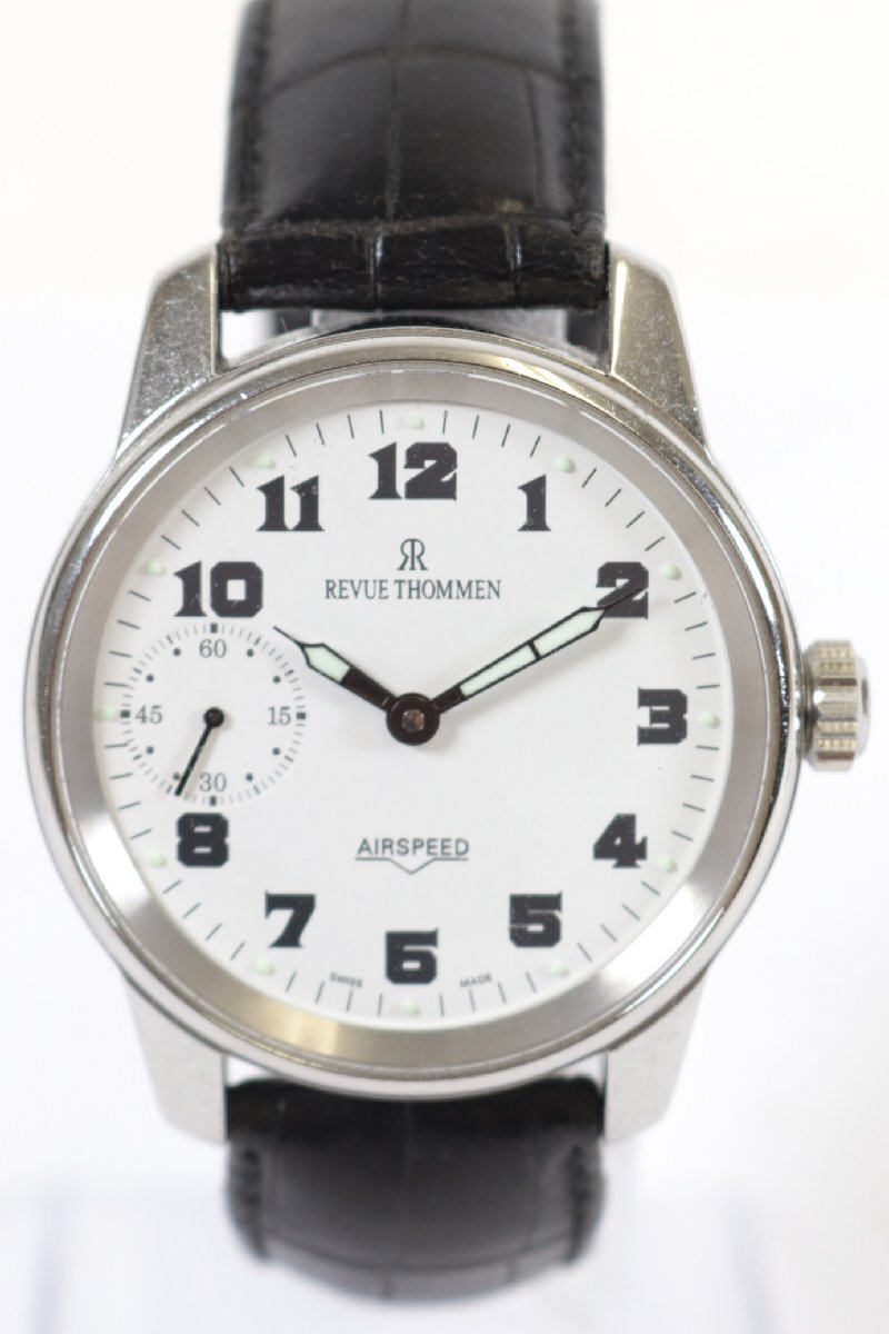 REVUE THOMMEN レビュートーメン AIRSPEED エアスピード 16702.3 手巻き メンズ 腕時計 裏スケ スモセコ 白文字盤 2577-YO