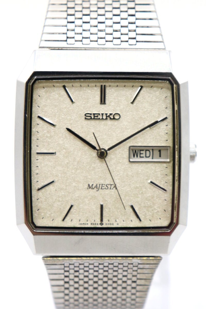 SEIKO セイコー MAJESTA マジェスタ 9533-5000 クォーツ メンズ 腕時計 デイデイト スクエア ヴィンテージ シルバー文字盤 2781-YO