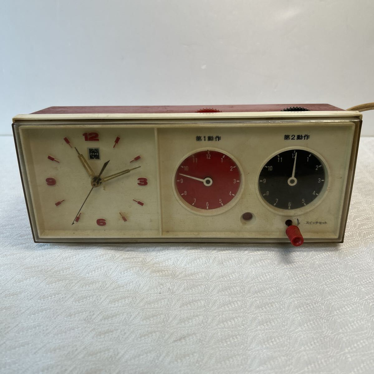 ナショナル　ET-44 記憶時計　置き時計　昭和レトロ　タイマー時計　通電と時計作動OK 詳細など未チェック　ジャンク品