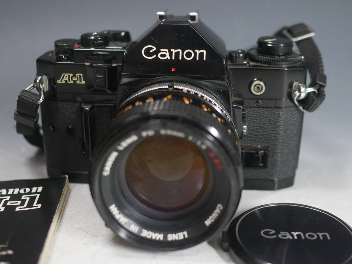 ◆Canon【A-1】ブラック+FD 50mm 1:1.4 S.S.C. 現状・ジャンク品 説明書付属 キヤノン