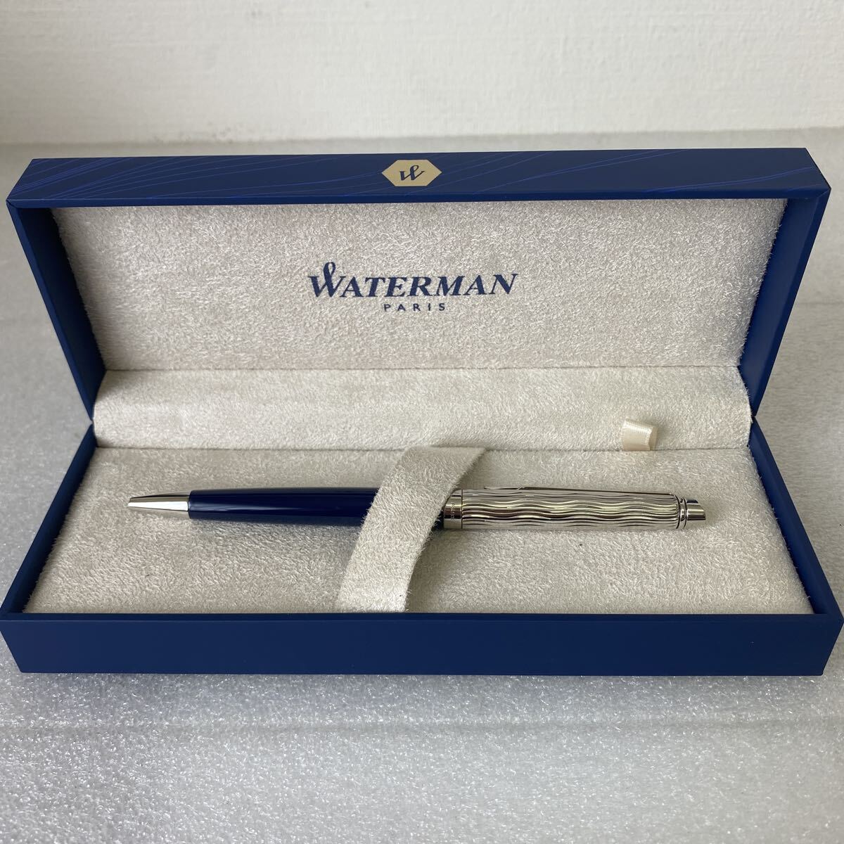 WATERMAN ウォーターマン WATERMAN PARIS ボールペン フランス製 筆記用具 ブルー シルバーカラー メトロポリタン デラックス ケース付