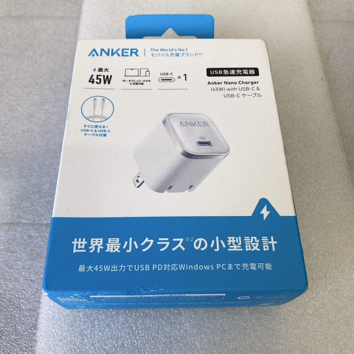 未開封 Anker Nano Charger （45W） with USB-C ＆ USB-C USB-Cケーブル付属 急速充電器 ホワイト アンカー