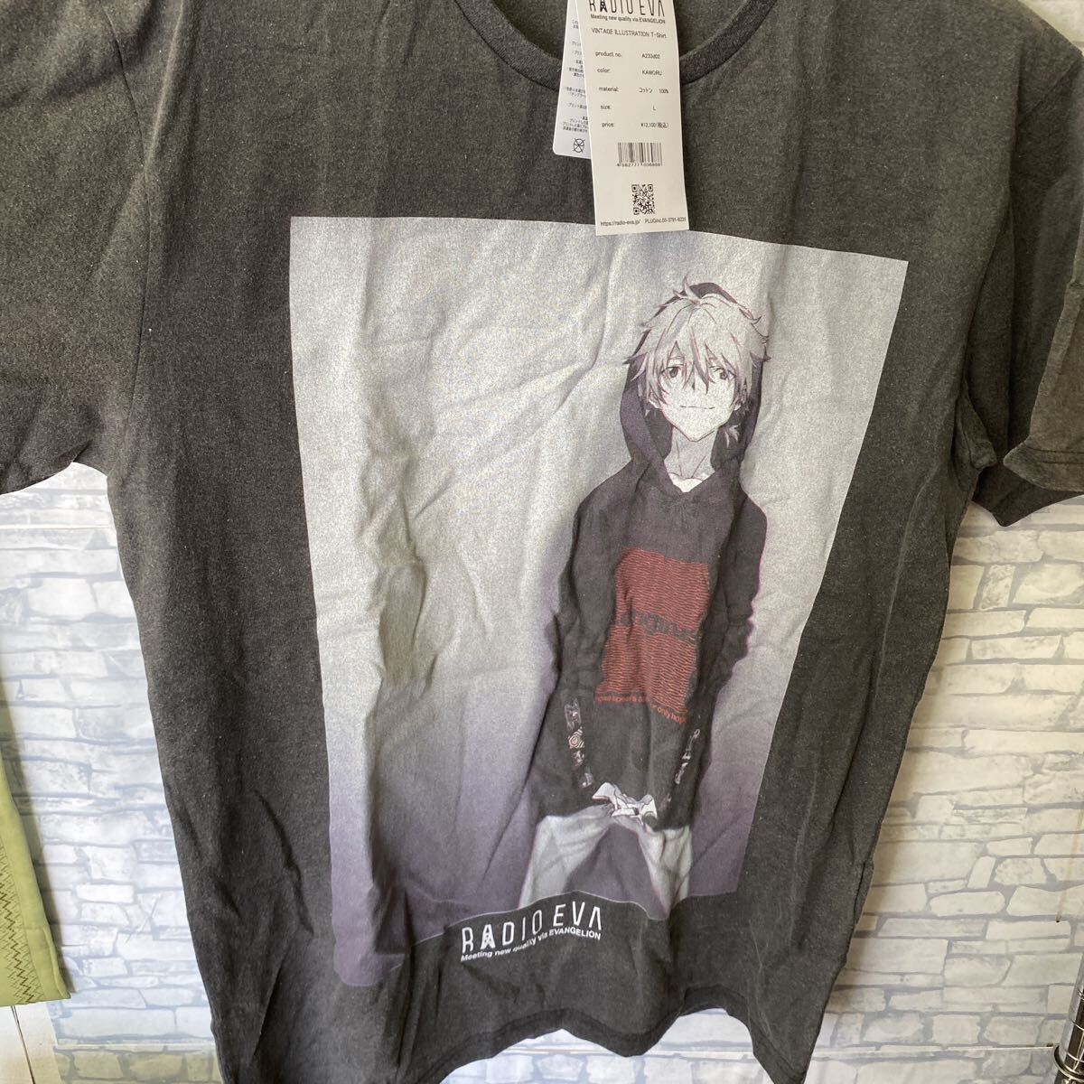 RADIO EVA ラヂオエヴァ Tシャツ グレー 半袖Tシャツ A233 VINTAGE 渚カヲル コットン100%