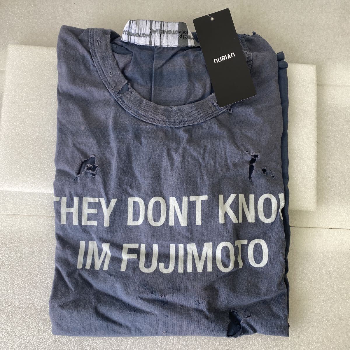 FUJIMOTO by Fujimoto HOMELESS TEE WASHED BLUE XLサイズ Tシャツ デストロイ ダメージ加工 藤本 未使用　