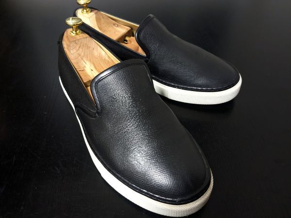 使用少 エルメス 40.5 HERMES スリッポン 黒 レザースニーカー 2087