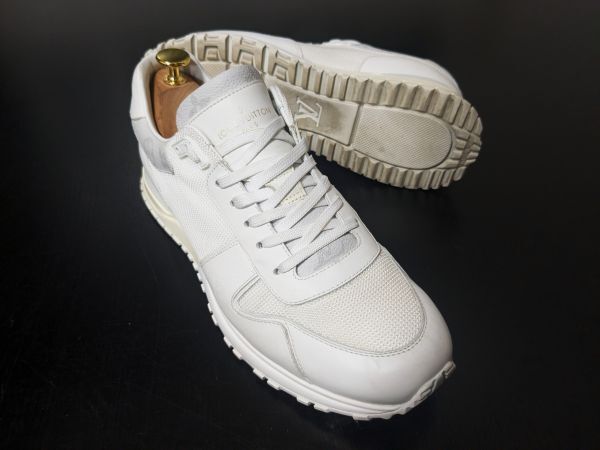 使用僅か ヴィトン 6.5 LOUIS VUITTON ♯GO0139 ランウェイ カウンターモノグラム 白 コンビレザースニーカー 2200