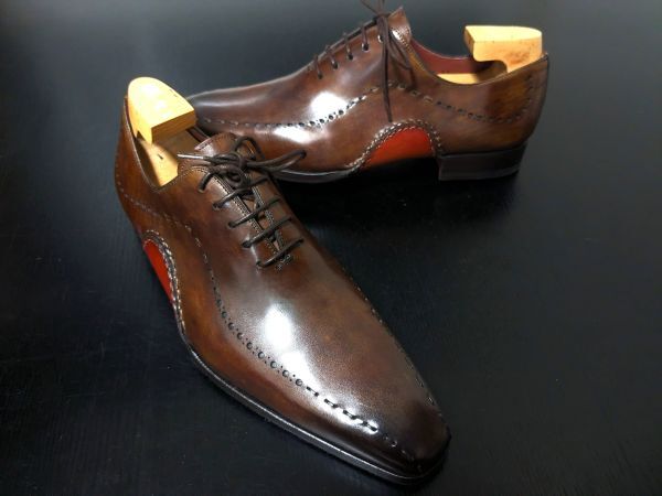 試し履き程度 マグナーニ 41 Magnanni オパンケ製法 濃茶 メダリオンスワールトゥ ドレスシューズ 2197