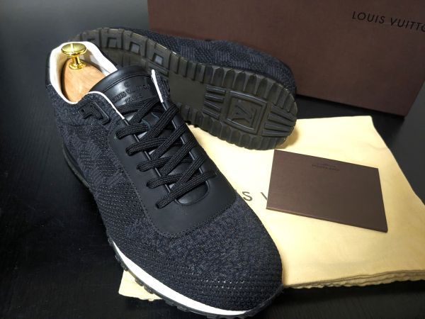 試し履き程度 ヴィトン 6.5 LOUIS VUITTON ♯GO0125 ダミエ グレー ニットメッシュ ランウェイ コンビレザースニーカー箱付 2196