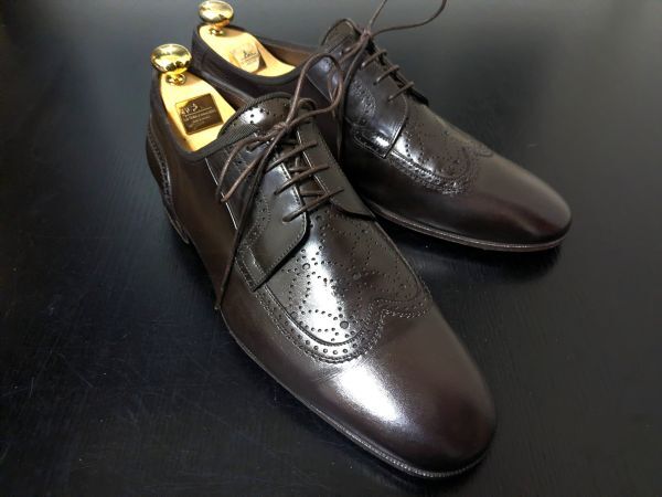 ヴィトン 7.5 LOUIS VUITTON ♯ST0017 モノグラム ウィングチップ ドレスシューズ 濃茶 2191