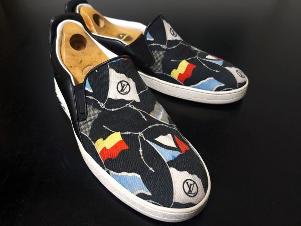 ヴィトン 6 LOUIS VUITTON ♯MS0185 フラッグ スリッポン スニーカー 2172