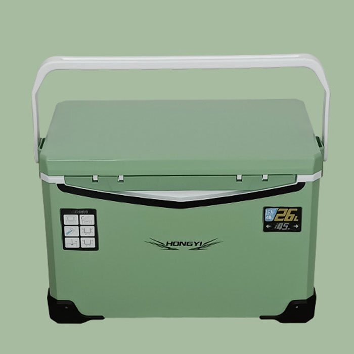 釣り用 クーラーボックス 小型26L ふた両開き 座れる頑丈ボディ 防水 保温保冷 ハンドル/肩ベルト付き 保冷力24-48h グリーン