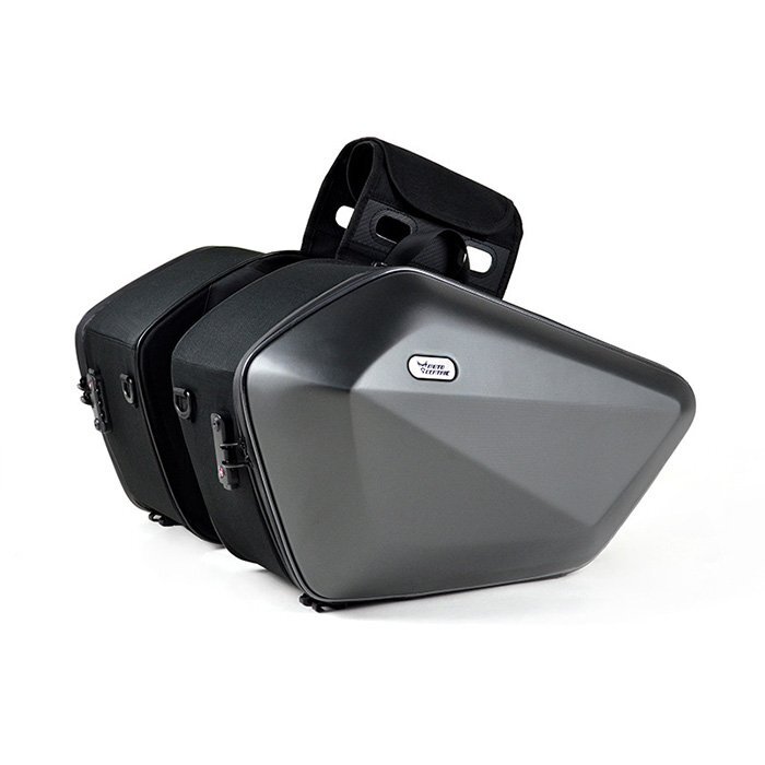 バイク サイドバッグ 左右セット モトセントリック ハード シェルケース 拡張 防水カバー 撥水 ABS 収納ボックス 旅行ツーリング グレー